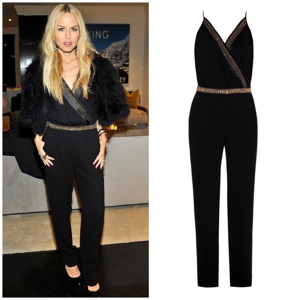 (2) DVF Caroline Embellished Surplice-Top Jumpsuit
